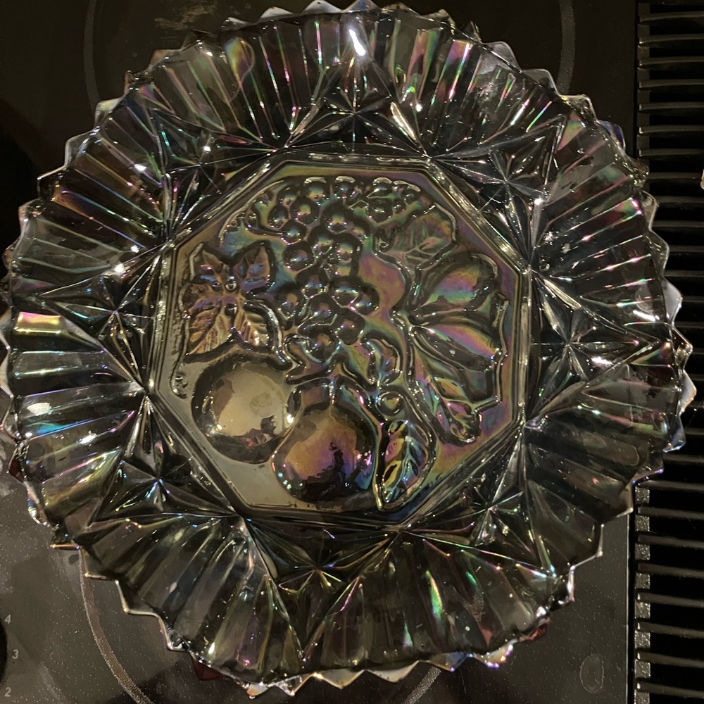 Carnival glass fruit bowl